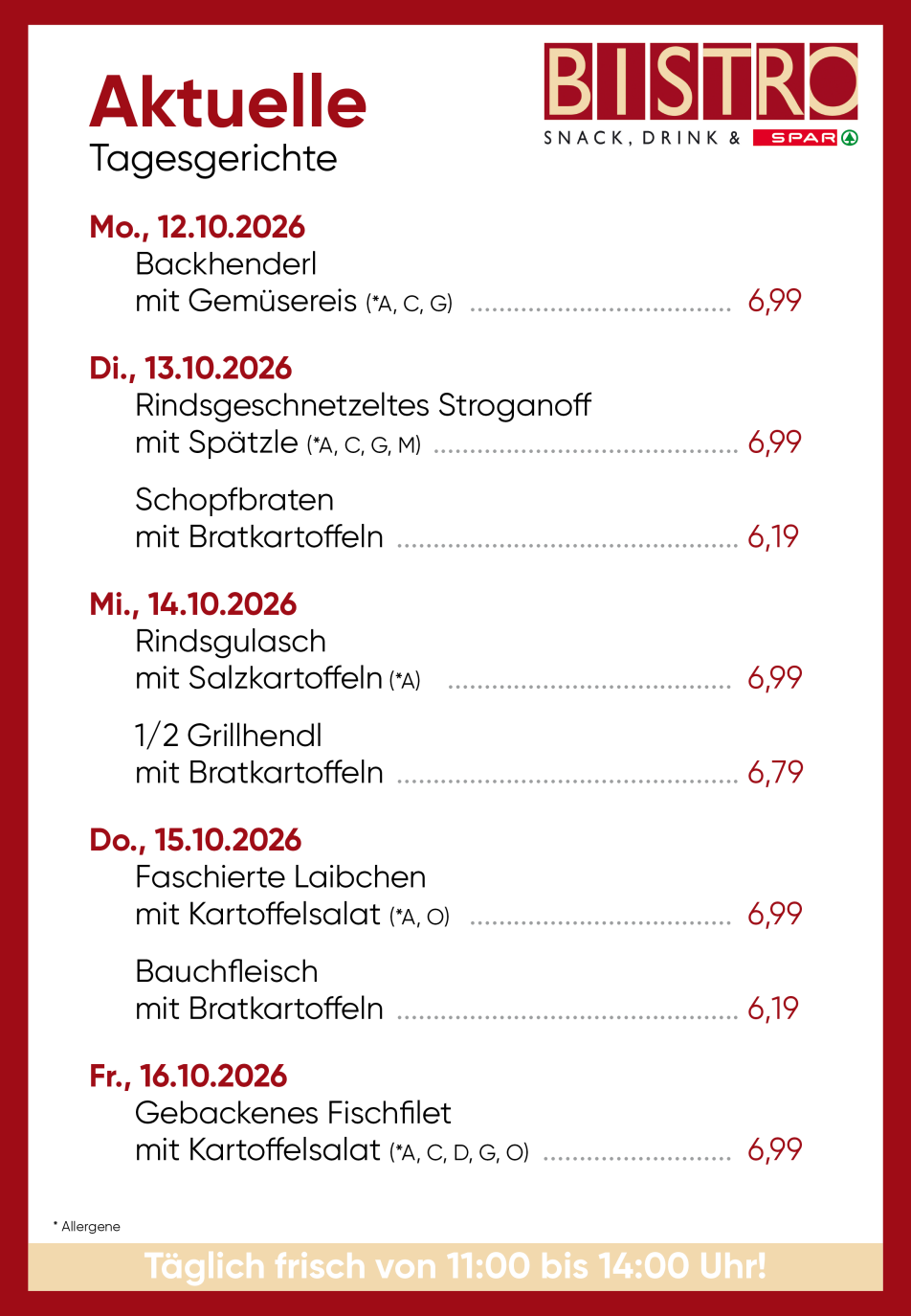 Bistro Menueplan KW42