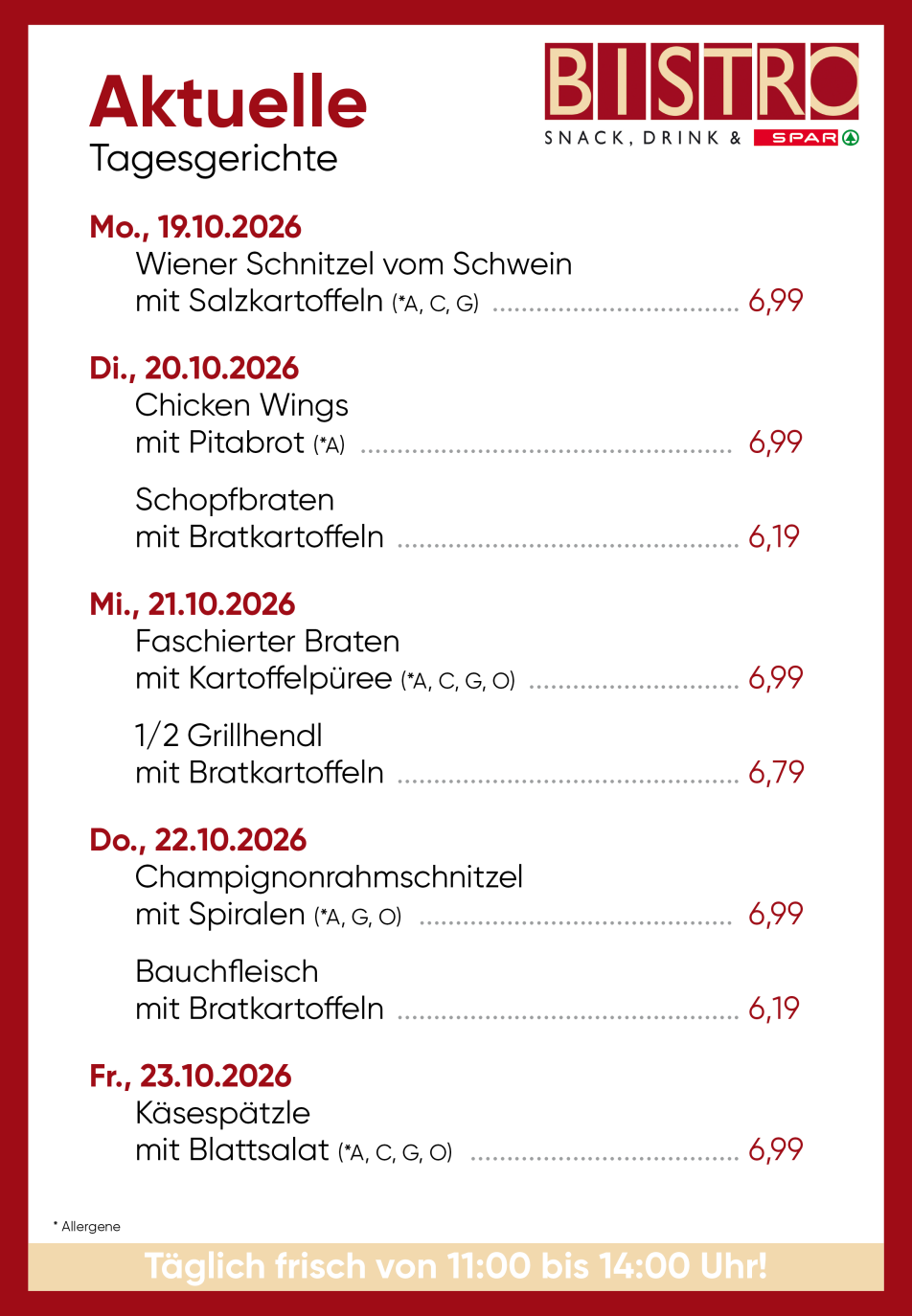 Bistro Menueplan KW43