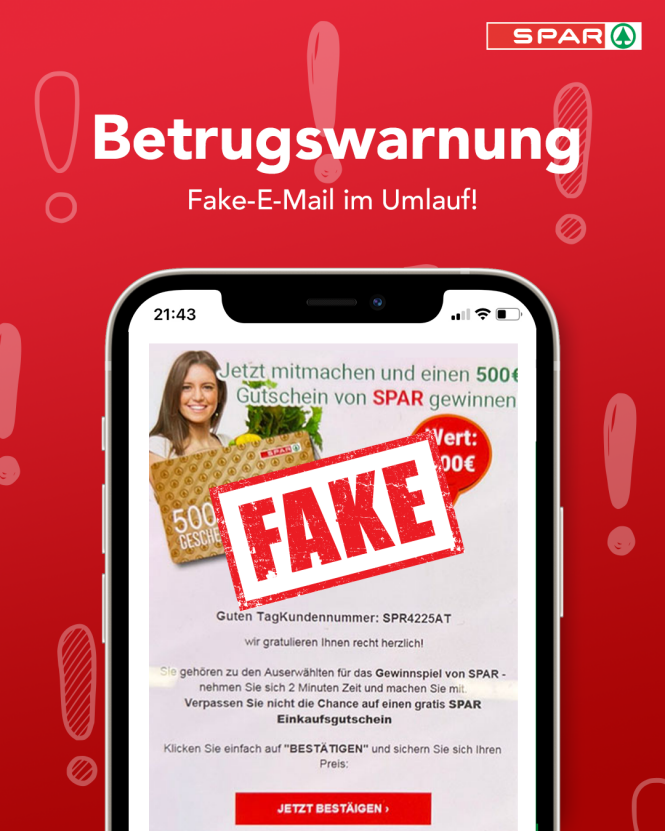 Betrugswarnung Fake-E-Mail