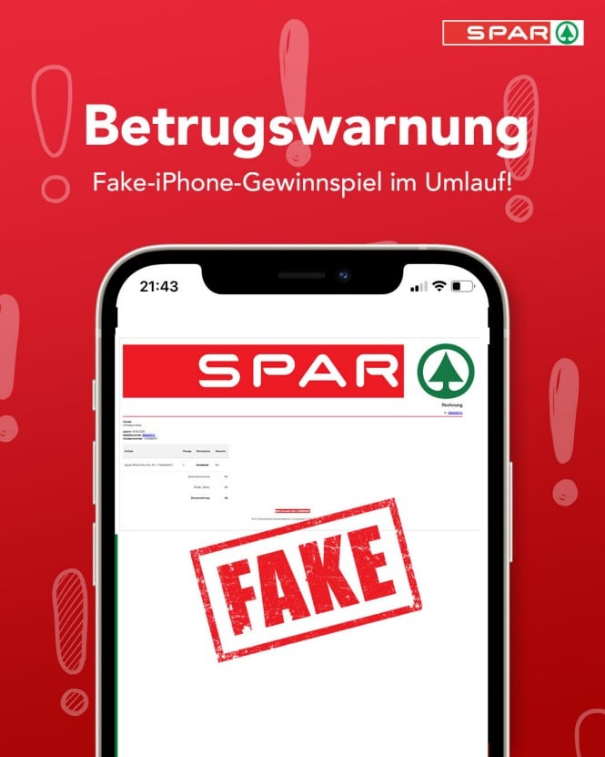 Betrugswarnung eines Fake-Gewinnspiels über ein iPhone