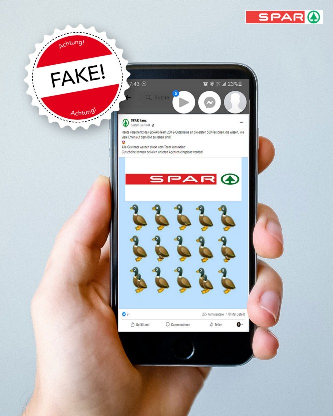 Fake Gewinnspiel SPAR 21.02.2023