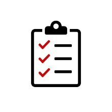 Icon einer To-Do Liste, schwarz/rot