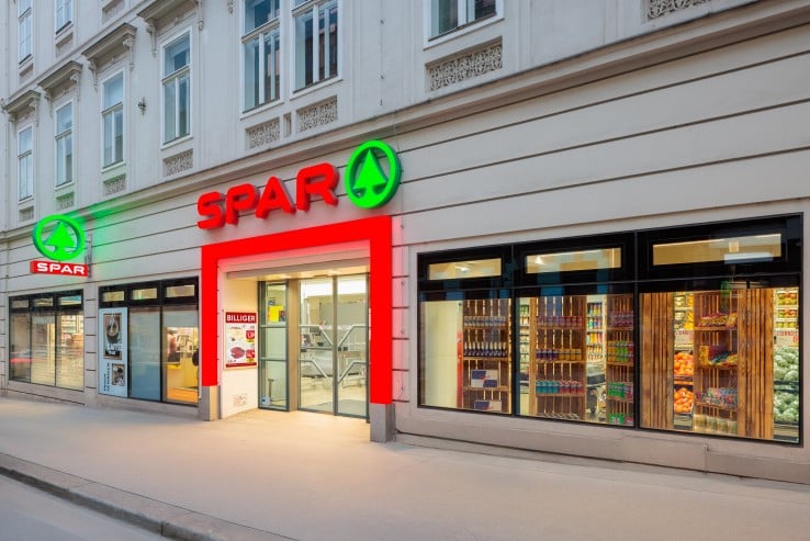 Außenaufnahme der Spar Filiale in der Favoritenstraße in Wien