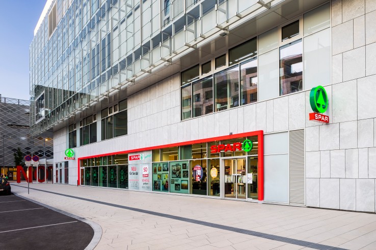 Außenaufnahme der Spar Filiale in der Brünner Straße in Floridsdorf in Wien
