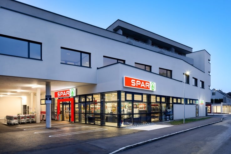 Außenaufnahme der Spar Filiale in der Mariazellerstraße in Sankt Pölten