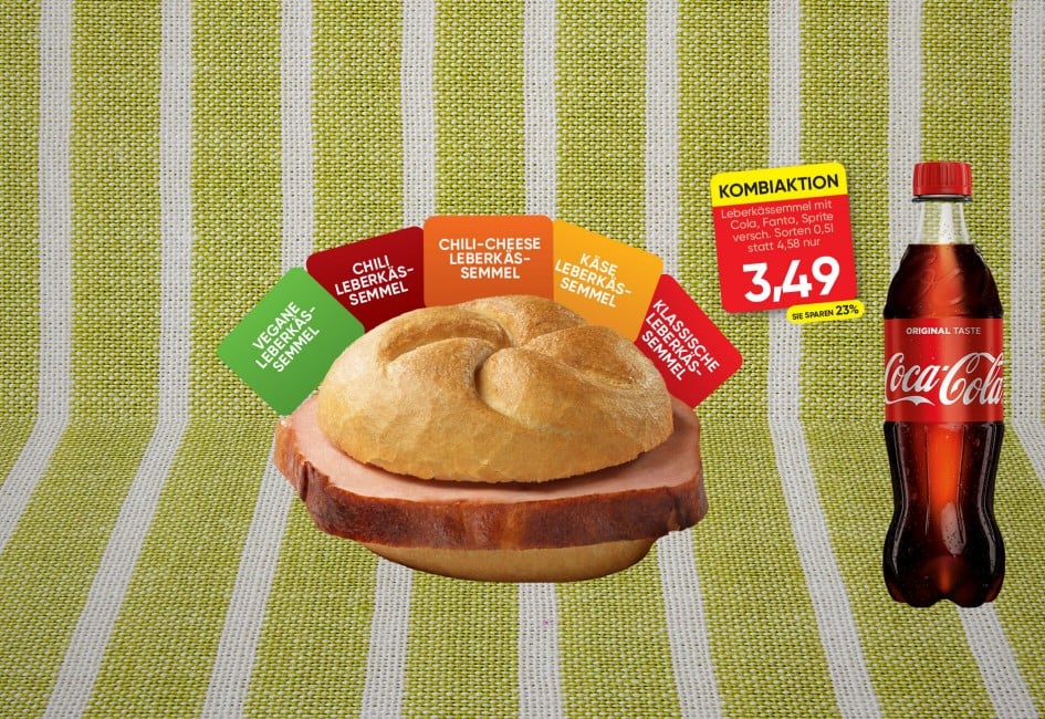 Leberkässemmel mit Getränk
