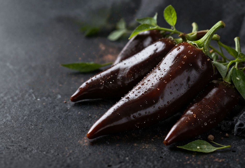 Spitzpaprika Chocolony auf einer Schiefersteinplatte