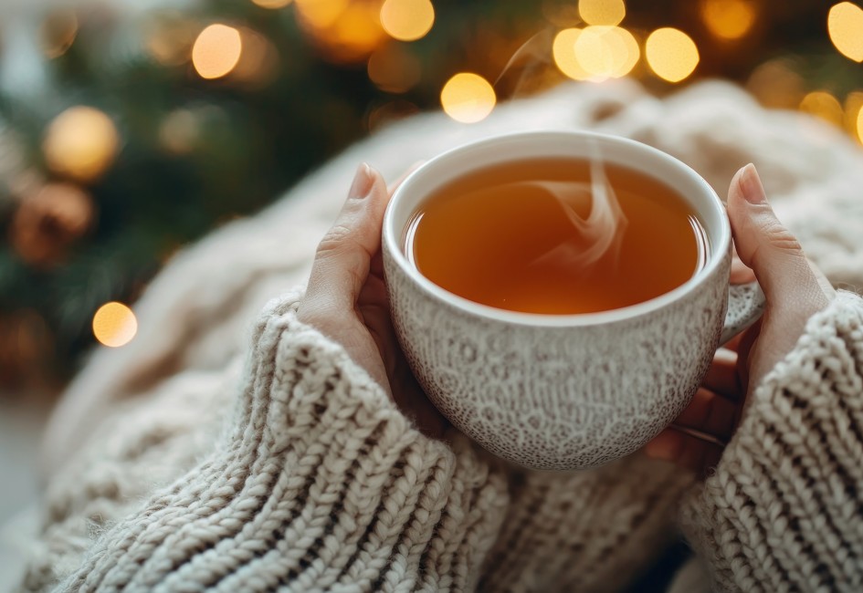 Person mit Teetasse in den Händen