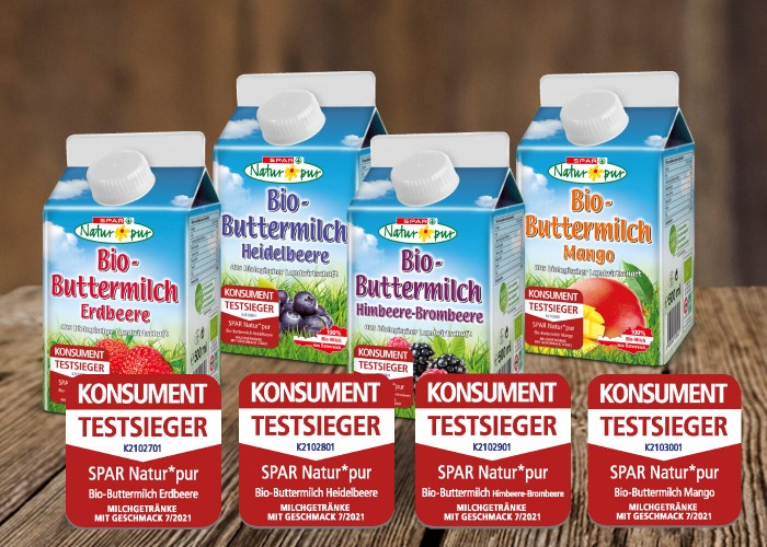 SPAR Natur*pur Bio-Frucht-Buttermilch, 4 Sorten