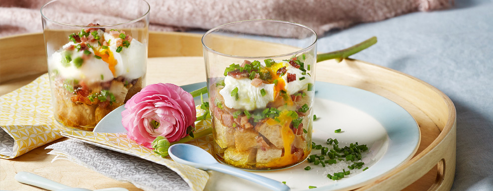 Pochiertes Ei im Glas mit SpeckCroutons Rezepte SPAR